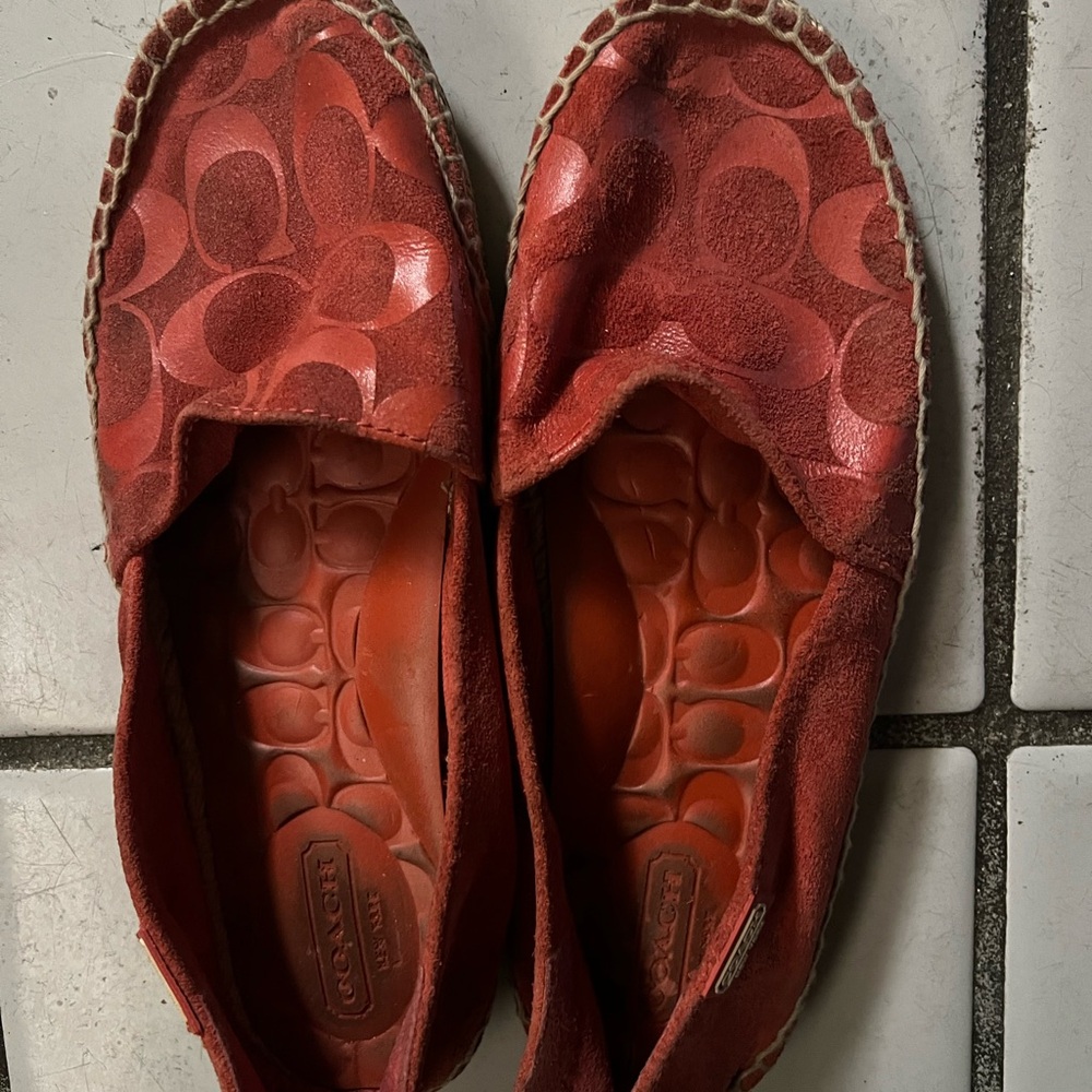 Coach Red Suede Espadrille Shoes